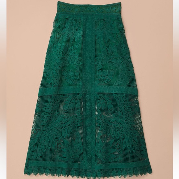 Farm Rio Green Toucans Guipure Midi Skirt - Picture 6 of 10